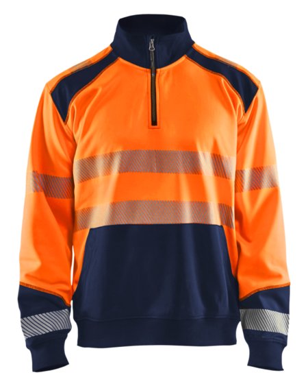 Blåkläder Sweatshirt halve rits High-Vis 35562528 High-Vis Oranje/Marineblauw