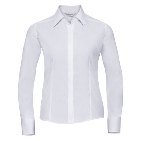 Russell - Russell Ladies LSL Fitted Polycot. Poplin Shirt