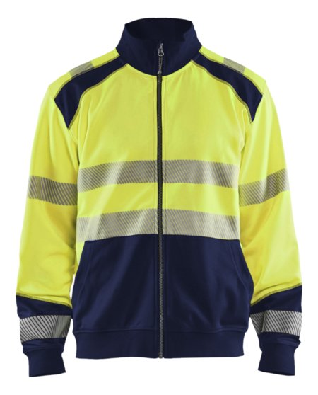 Blåkläder Sweatshirt hele rits High-Vis 35582528 High-Vis Geel/Marineblauw