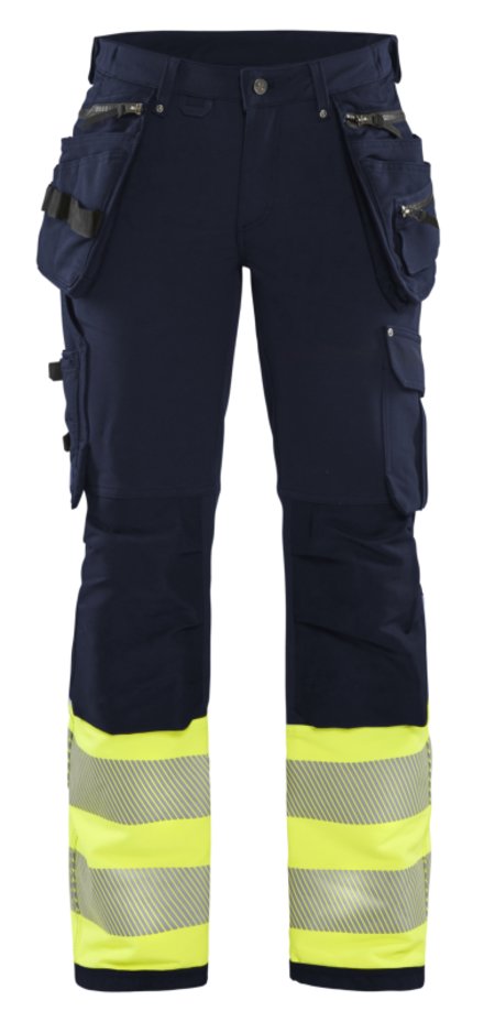 Blåkläder Dames High-Vis 4-weg stretch werkbroek 71931642 Marine/High-Vis Geel