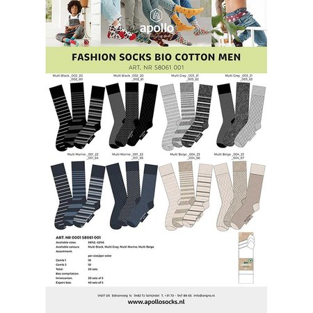 Apollo Bio Katoenen Fashion Sokken 3-Pack 000158061001