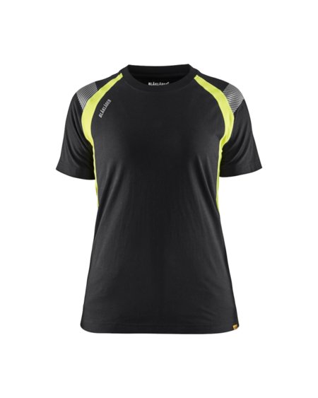 Blåkläder Dames T-Shirt Visible 34021030 Zwart/High-Vis Geel