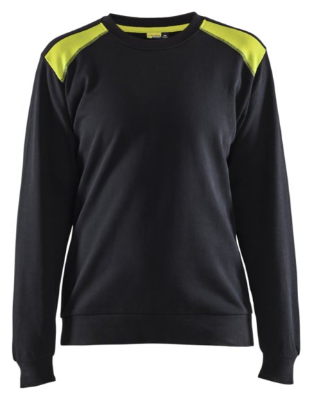 Blåkläder Sweatshirt bicolour Dames 34081158 Zwart/High-Vis Geel
