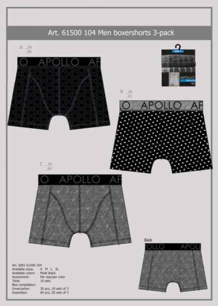 Apollo Heren Boxershorts 3-Pack 000161500104