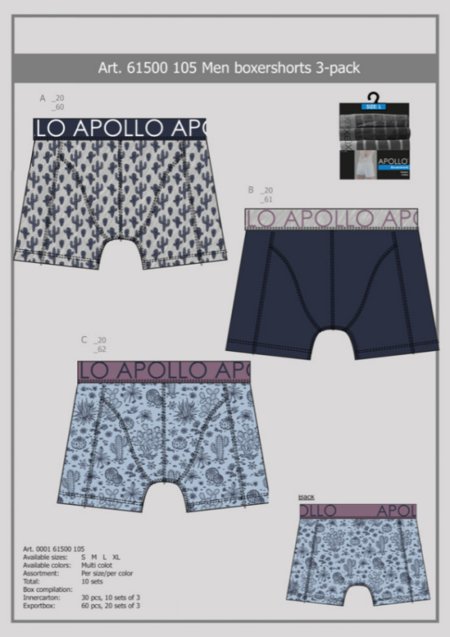 Apollo Heren Boxershorts 3-Pack 000161500105