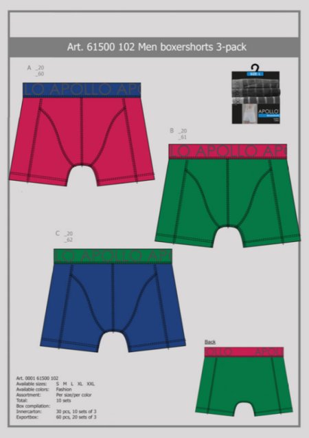 Apollo Heren Boxershorts 3-Pack 000161500102