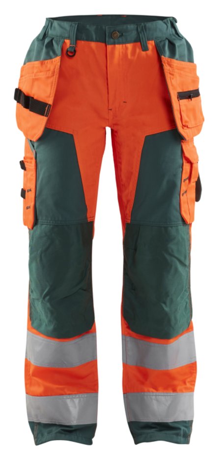 Blåkläder Dames werkbroek High-Vis met spijkerzakken 71561811 High-Vis Oranje/Groen