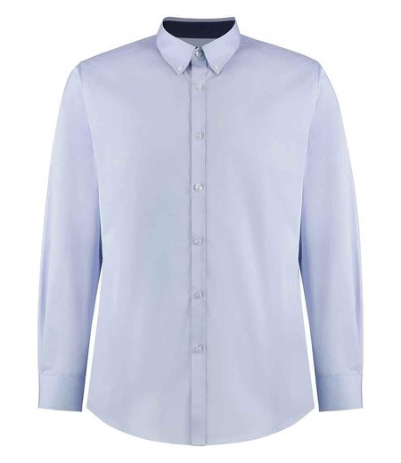 Kustom Kit - Premium Long Sleeve Contrast Tailored Oxford Shirt