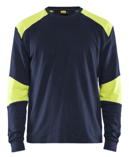 Blåkläder Vlamvertragend T-Shirt lange mouwen 34571761 Marine/High-Vis Geel