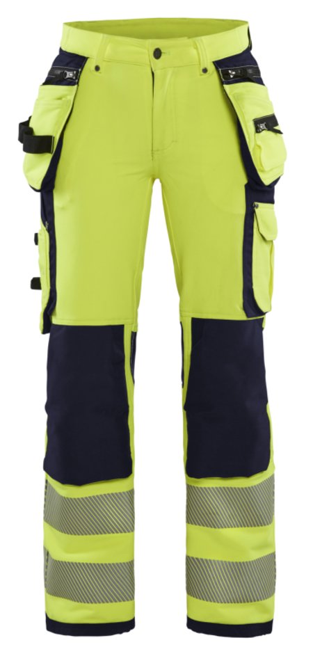 Blåkläder Dames High-Vis 4-weg stretch werkbroek 71971642 High-Vis Geel/Marineblauw