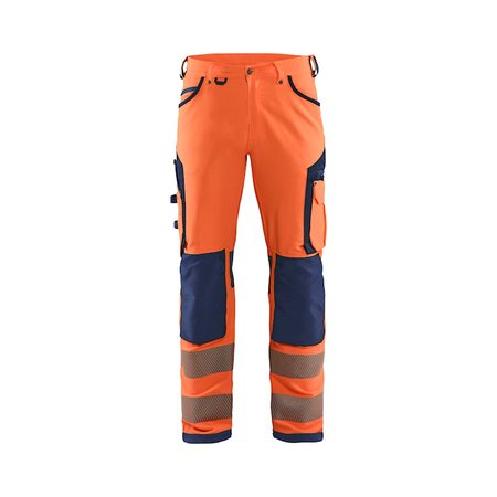 Blåkläder High-Vis werkbroek met 4-weg stretch zonder spijkerzakken 11971642 Oranje/Marineblauw