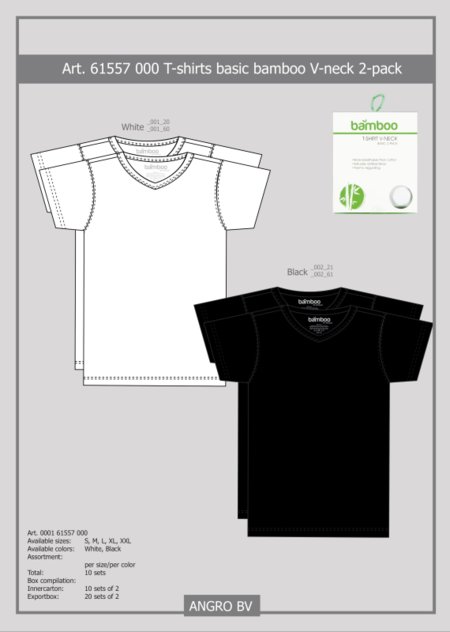 Bamboo T-shirts V-hals 2-pack 000161557000