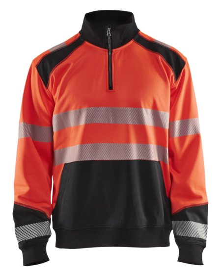 Blåkläder Sweatshirt halve rits High-Vis 35562528 High-Vis Rood/Zwart